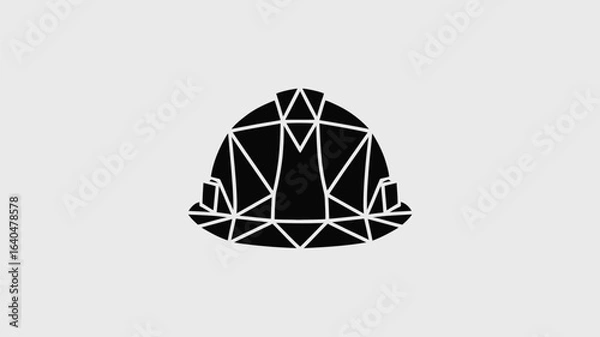 Fototapeta Modern geometric hard hat icon symbolizing safety, construction, engineering, and industrial innovation for professional projects and business branding