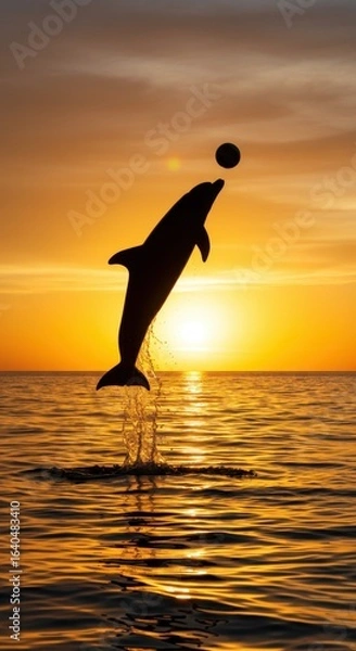 Obraz Dolphin silhouette sunset leap