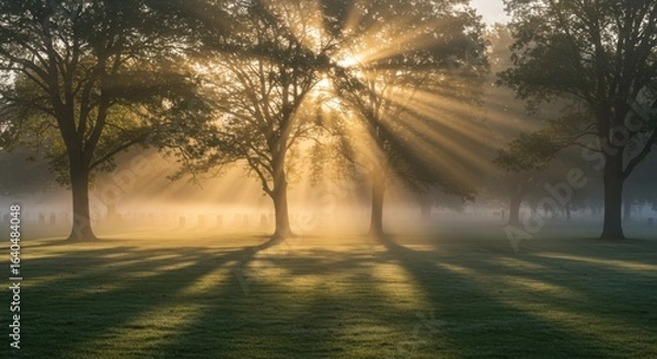 Obraz Morning sunlight through trees