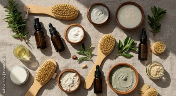 Obraz Spa products arrangement overhead