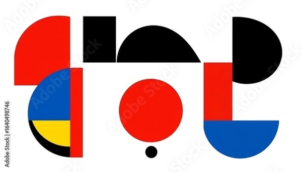 Obraz Bauhaus Geometric Abstract in White & Red 04