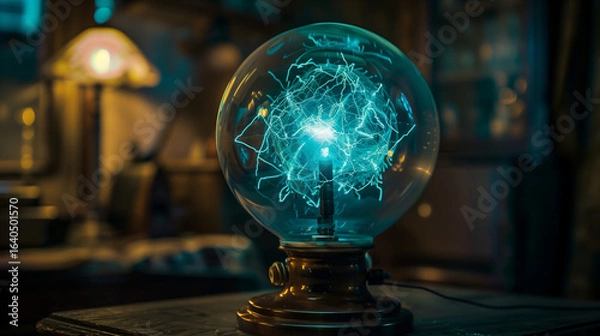 Fototapeta "Plasma globe with electricity following hidden order