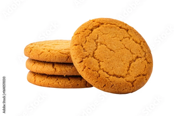 Obraz Stack of ginger snap cookies isolated on transparent background