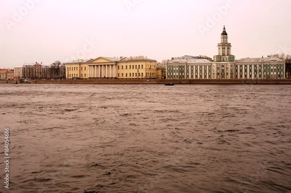 Obraz Architecture of Saint-Petersburg, Russia. The Neva river and Kunstcamera museum