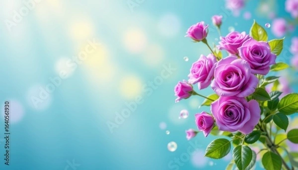 Fototapeta A poster card layout that bursts with the essence of love and joy, designed to celebrate special occasions like birthdays and weddings, The background radiates a soft morning glow