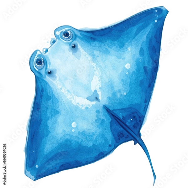 Fototapeta Abstract blue fabric design with isolated fish and water splash illustration on a nature pattern texture