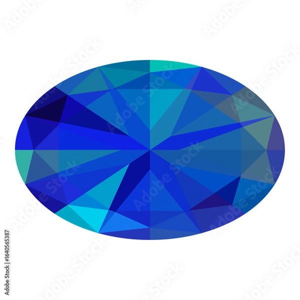 Fototapeta きらめくカラフルな宝石のイラストレーション（バリエーションあり）｜ブルーサファイヤ、楕円