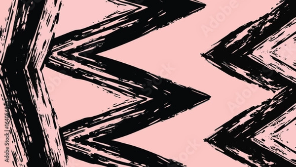 Fototapeta Abstract zigzag pattern with rough brush strokes on a light pink background creating a modern design