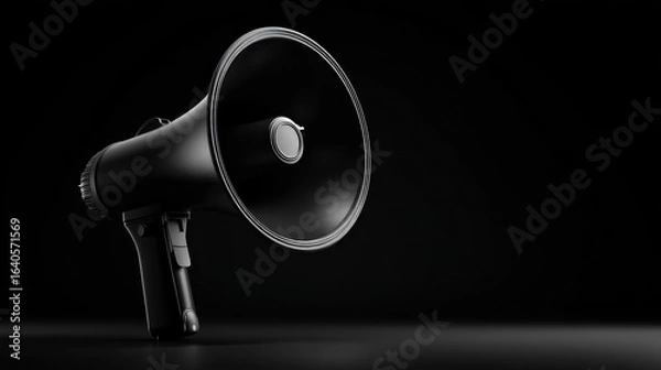 Fototapeta Black megaphone on a dark background (2)