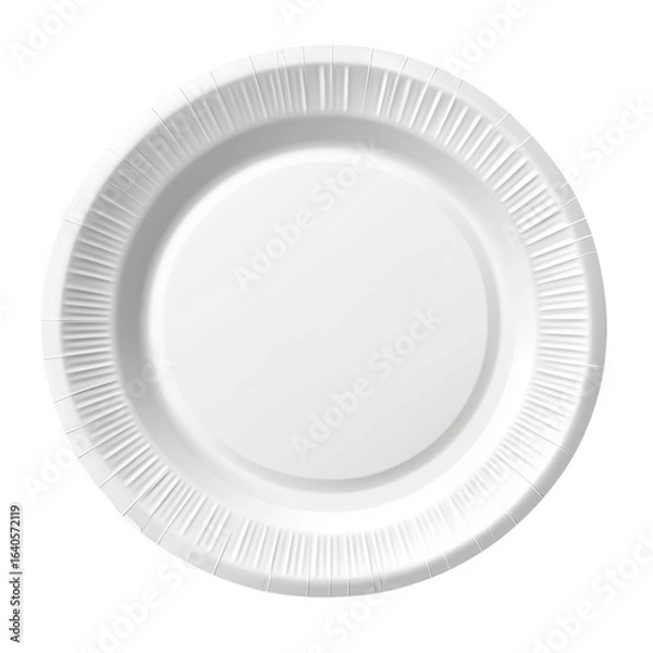 Obraz A single clean white paper plate isolated on transparent background for food presentation