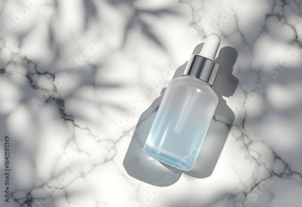 Fototapeta Skincare Dropper Bottle on Marble Background – Minimalist Style