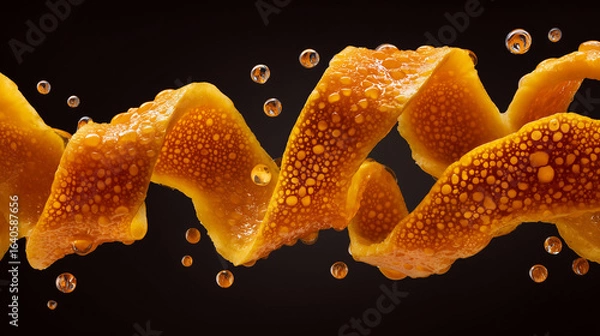 Fototapeta Citrus fruit peel texture with dimpled zest and oil droplets