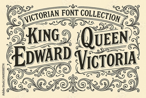 Fototapeta Victorian Font collection vector