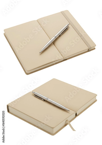 Obraz Notebook And Pen Isolated On Transparent Background A Photo