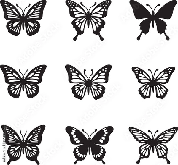 Fototapeta Elegant Black Butterfly Tattoo Designs Collection" bundle