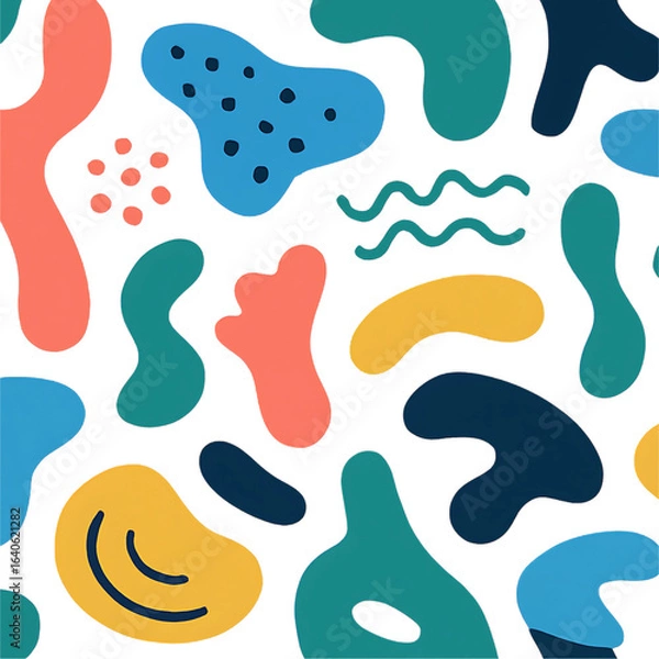 Fototapeta Colorful Abstract Geometric Shapes Pattern – Modern Playful Design