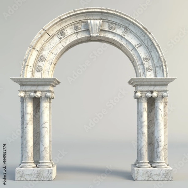 Fototapeta Old marble arches in 3D, like those from ancient Rome and Greece. Great for decorating classic palaces, shown on a clear background.
