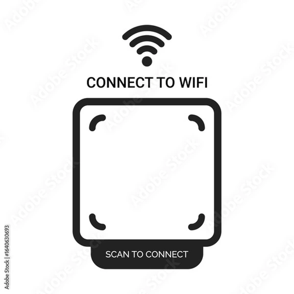 Fototapeta QR code connect to wifi sign with scan to connect text