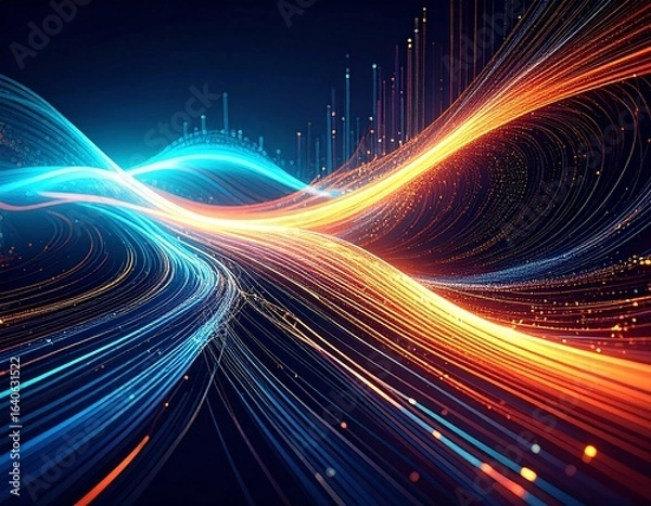 Fototapeta Abstract Fractal Light Patterns Representing Big Data