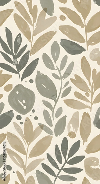 Obraz Serene botanical watercolor pattern evokes natural calm and organic elegance for modern design projects