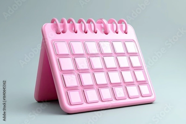 Obraz A pink calendar 3D render icon on a transparent background, perfect for scheduling and planning, 8k, realist