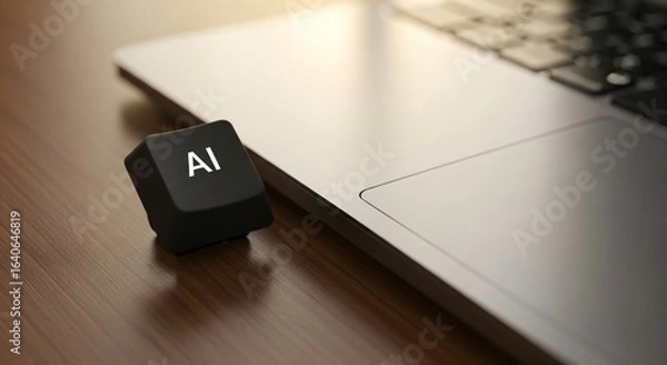 Fototapeta A black computer keyboard key with the white letters AI for artificial intelligence