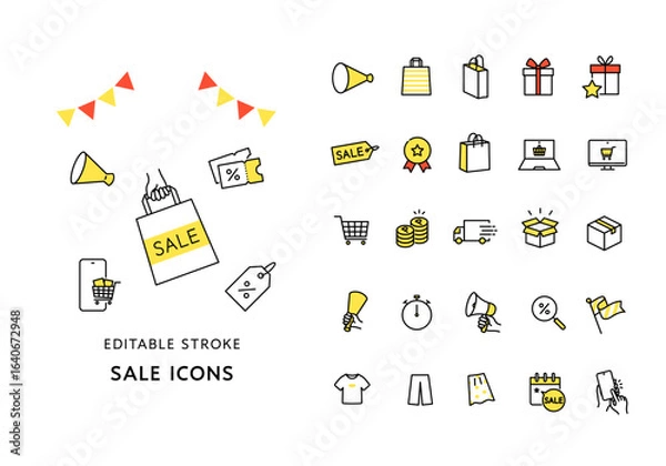 Obraz セールにまつわるアイコンセット（カラー）
