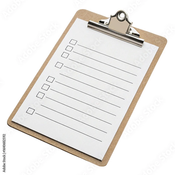 Fototapeta Clipboard with checklist paper.