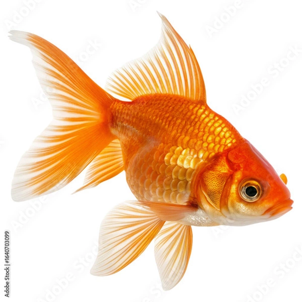Fototapeta A vibrant goldfish with flowing fins and detailed scales.
