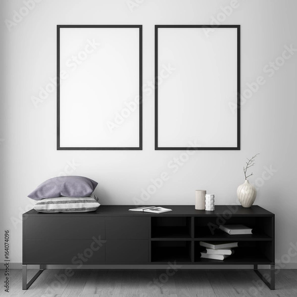 Fototapeta Mockup Poster in the interior 3D illustration of a modern design