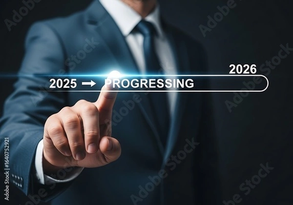 Fototapeta Business professional advancing towards future goals and progress