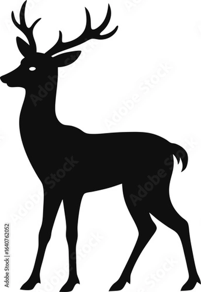 Obraz Elegant deer silhouette on white background