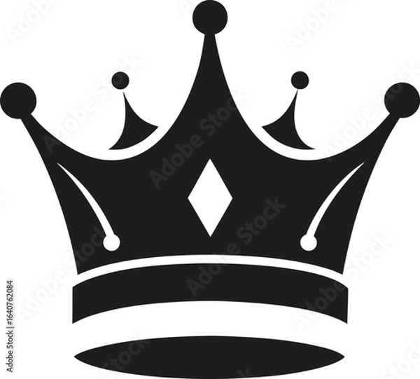 Obraz Elegant single crown silhouette on clean white background