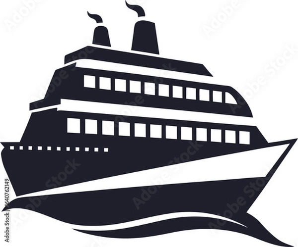 Obraz Single cruise ship silhouette on white background