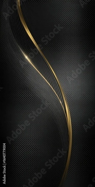 Obraz Abstract dark background with golden flowing lines