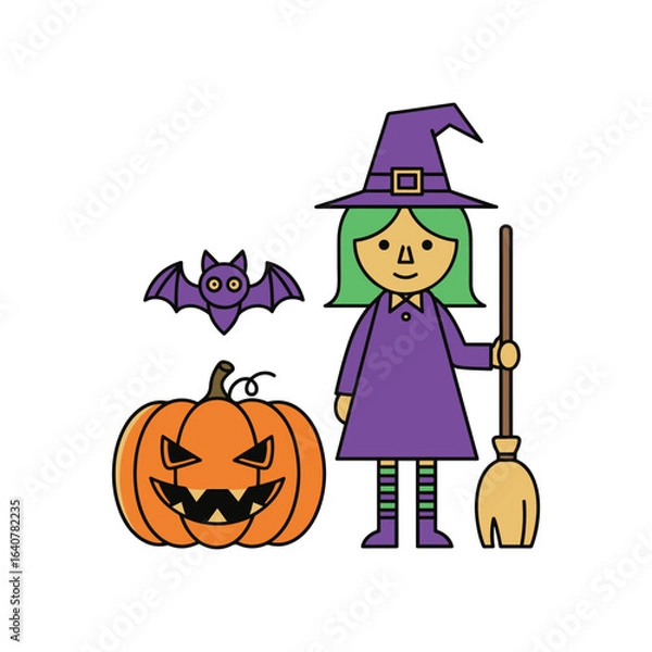 Obraz halloween witch with pumpkin