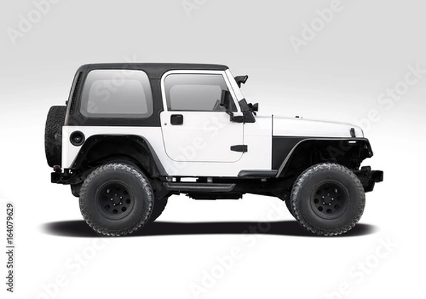Obraz White SUV side view isolated on white background