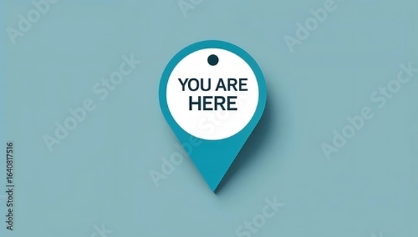 Fototapeta Flat vector You Are Here map marker, simple circle with dot, solid color.