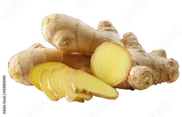 Obraz Fresh ginger root, sliced and whole