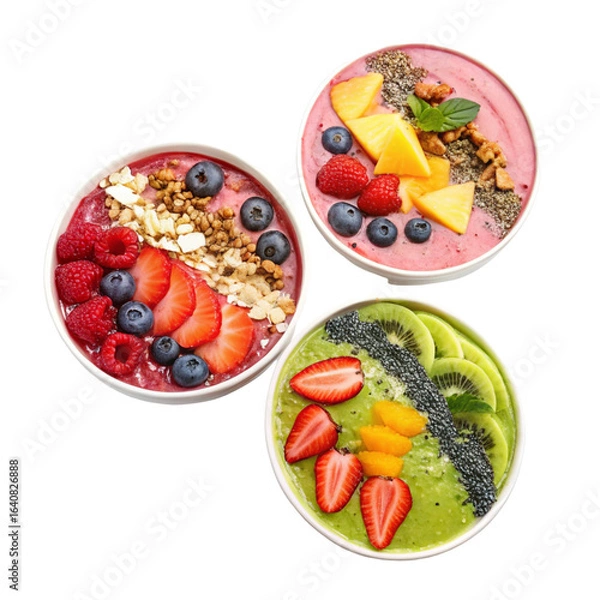 Fototapeta Vibrant Smoothie Bowls isolated on transparent background  
