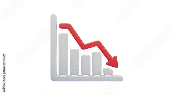 Fototapeta Declining Bar Graph Shows Loss, Transparent Background