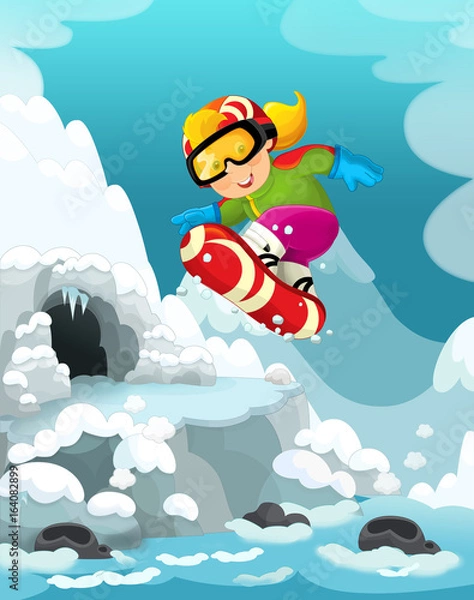 Fototapeta cartoon winter happy and funny scene for different usage