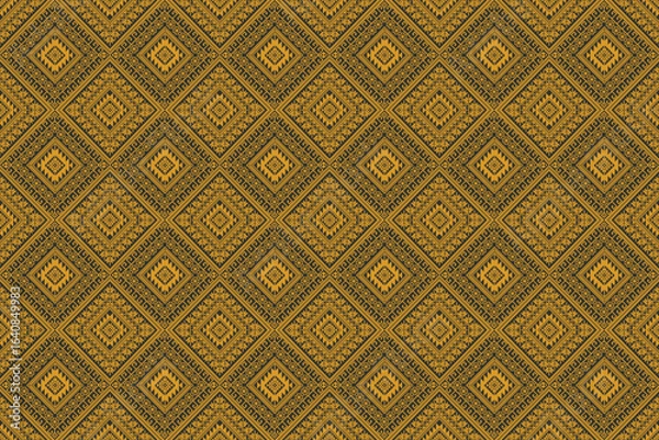 Obraz Geometric textile pattern with tribal motifs