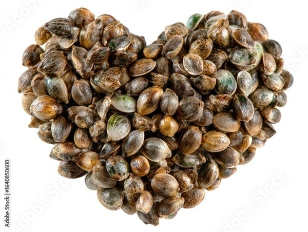Fototapeta Heart-shaped cluster of hemp seeds