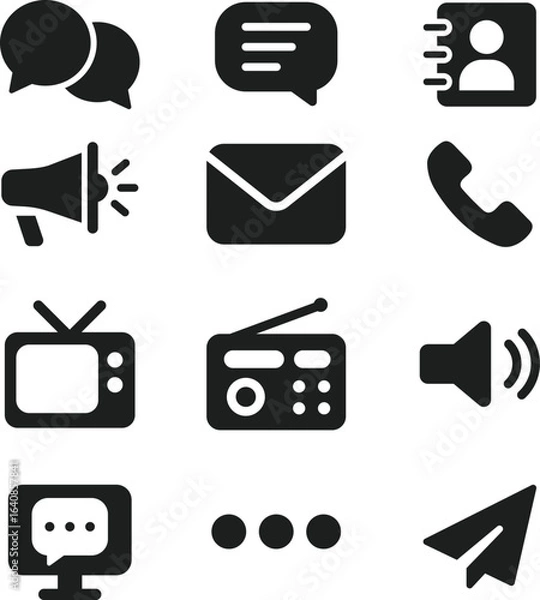 Fototapeta Communication icons vector set for web, internet, business, and social media design with phone, email, and arrow symbols