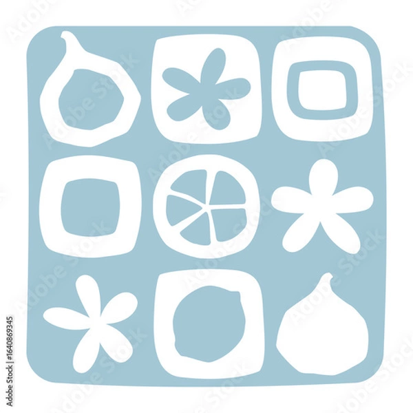 Fototapeta Minimalist blue geometric fruit pattern background