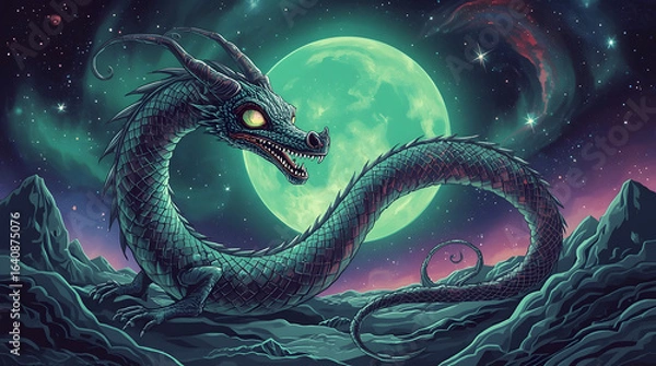 Obraz dragon in the night sky