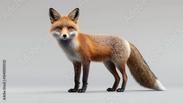 Fototapeta Elegant Red Fox Portrait with Studio Lighting on Seamless Background