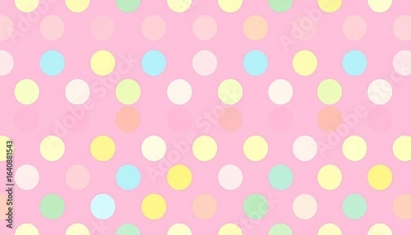 Fototapeta A repeating pattern of pastel-colored polka dots on a pink background.