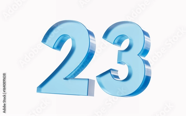 Fototapeta 3d Glossy Blue number 23 Twenty three isolated on white background. 3d illustration